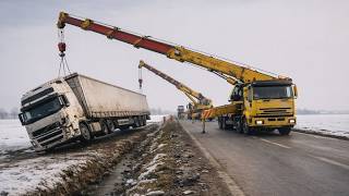 Black Ice Turns Trucks Into Skids—Then Power Wins. Extreme Winter Recovery Compilation