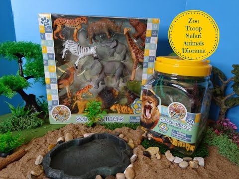 Zoo Troop Safari Animals Playsets & A Small World Wild Animal Diorama