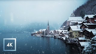 Scenic Snowfall Over Hallstatt, Austria - Relaxing Winter Walk with Nature Sounds ❄️