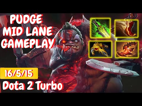 PUDGE MID + Ethereal Blade [DOTA 2 Turbo Gameplay] 2021 7.30