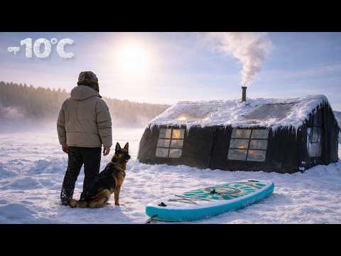 -10°C SNOW CAMPING WITH MY DOG ❄️ I TURNED MY SUP BOARD INTO A SLED! 🛷🏄‍♂️