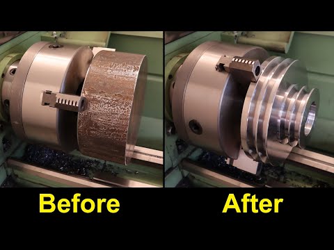 Making A Pulley On Lathe - Tornitura Puleggia Doppia Per Cinghie Trapezoidali - Progetto Parte 1