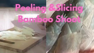 Peeling & slicing bamboo shoot