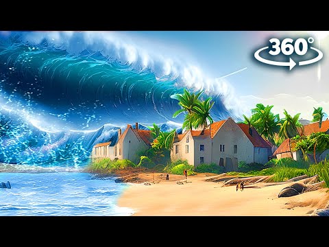 VR 360 TSUNAMI HITS BEACH TOWN - SURVIVE AND ESCAPE VR 360 Video