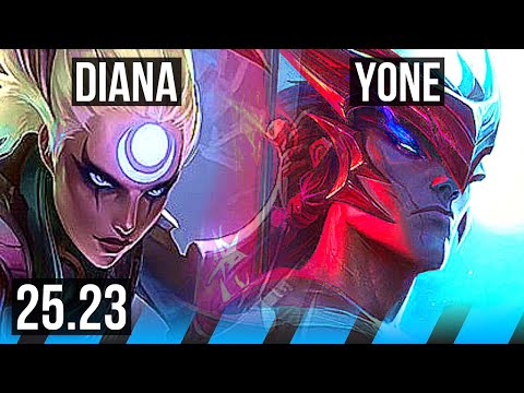 DIANA vs YONE (MID) | Legendary, 700+ games, 13/4/9 | KR Master | 25.23