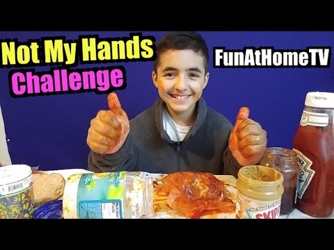 NOT MY HANDS CHALLENGE Making Sandwich Disaster Huge Mess FunAtHomeTV