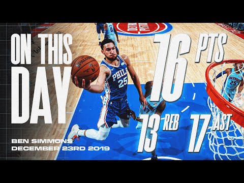 BEN SIMMONS 16pts, 13reb, 17ast (career high) TRIPLE DOUBLE | On This Day - Dec 23rd 2019