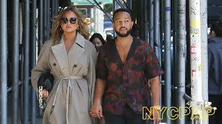 Chrissy Teigen and John Legend out and about in  New York before flying out