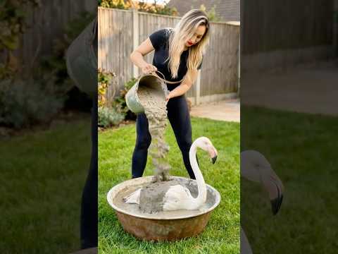 Stop Buying Garden Decor! Make This DIY Garden Flamingo With Cement 🦩🌿