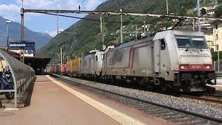 preview picture of video 'Gotthard bahnverkehr: Bellinzona (SBB, Crossrail, DB, BLS) / Trenes en Bellinzona'