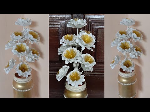 DIY Foamiran Flowers New and vases || New Flower Design from Foam