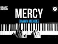 Shawn Mendes - Mercy Karaoke SLOWER Acoustic Piano Instrumental Cover Lyrics LOWER KEY