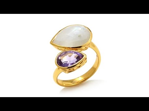 Argento Vivo PearShaped Multigemstone Bypass Ring