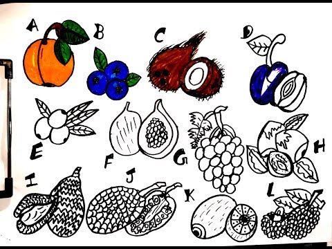 Learn fruits names and color it|learn alphabets|zunitoyart