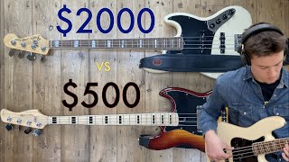 Video thumbnail for $500 Sire Marcus Miller V7 vs $2000 Fender Jazz Bass Guitar Demo by Adam R