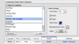 StockFetcher Watch Lists - Reorder Columns