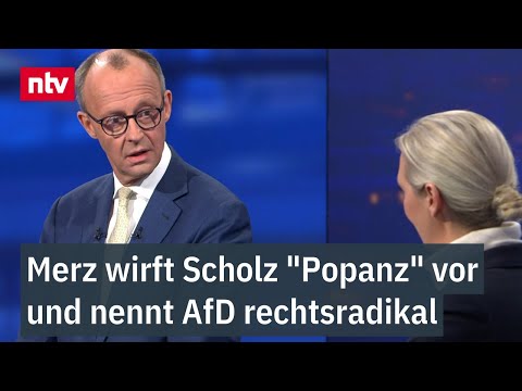 Weidel weicht Vogelschiss-Frage aus: Merz wirft Scholz "Popanz" vor und nennt AfD rechtsradikal