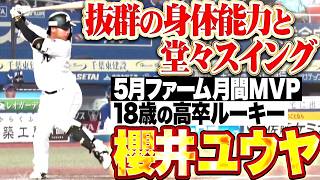 【5月ファーム月間MVP】櫻井ユウヤ『未来のマリーンズ打線を担う…抜群の身体能力と堂々たるスイングに期待膨らむ!!』