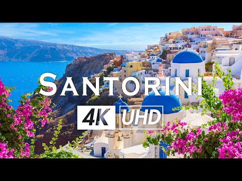 FLYING OVER SANTORINI (4K UHD) - Relaxing Music Along With Beautiful Nature Videos - 4K Video HD