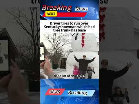 Driver tries to run over Kentuckysnowman which had tree trunk has base #news  #shorts #breakingnews