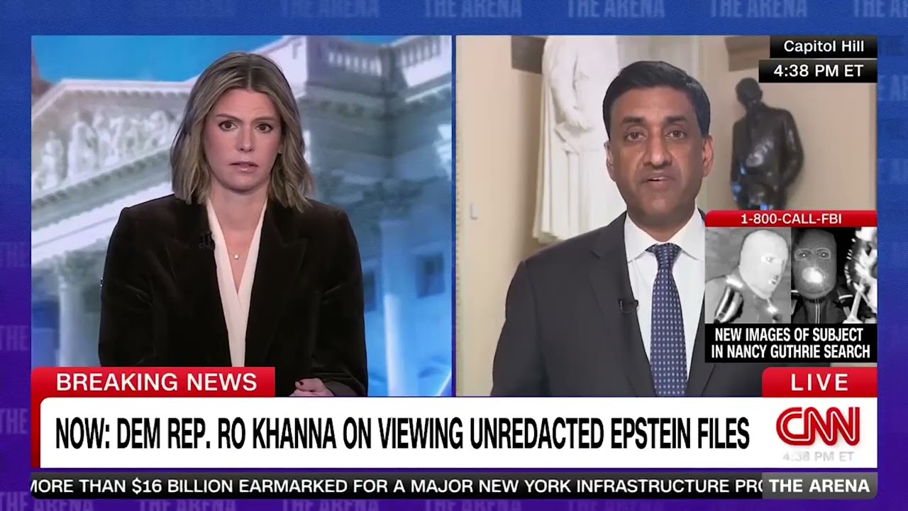 Ro Khanna on CNN's The Arena with Kasie Hunt discussing what he found in unredacted Epstein files