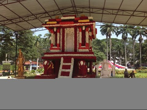 A REPLICA OF STONE CHARIOT AT HAMPI IN MYSORE DASARA FLOWER SHOW, 2015