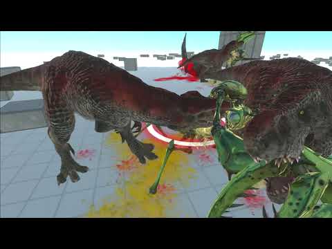 Animal Revolt Battle Simulator//5 T-Rex VS 3 Giant Praying Mantis & 2 Purussaurus