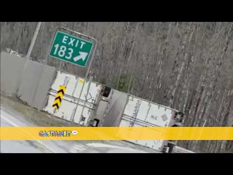 Wind topples semis on Coquihalla