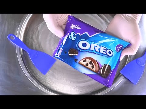 Ice Cream Rolls | OREO with Milka Dairy Milk Chocolate - instant rolled fried Thai Ice Cream | ASMR