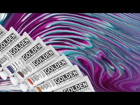 (263) Golden paint / Flip and Drag acrylic pouring / fluid art