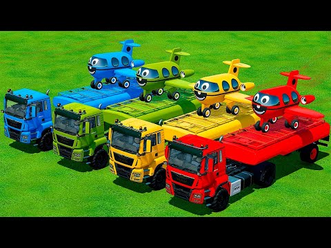 TRANSPORT COLORED PLANES WITH MAN TRUCKS - Farming Simulator 22