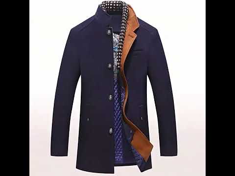 Full sleeves woolen blend men overcoat