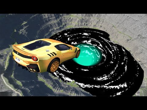 Leap of Death Car Jumps & Falls Into Giant Black Hole Vortex - Beamng drive