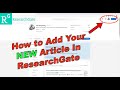 How to Add Article In ResearchGate