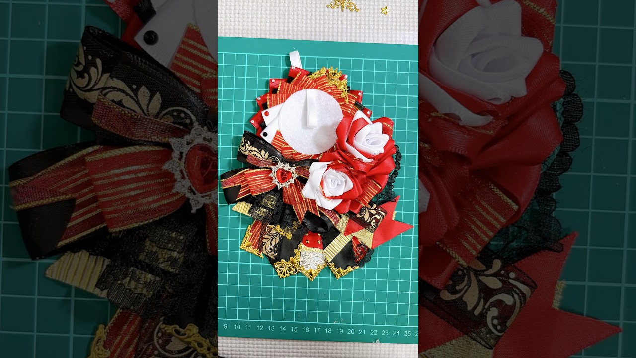 赤✖️白✖️黒✖️ゴールド　　#推し活グッズ #ハンドメイド #rosette #diycrafts #decoration #ぬい活