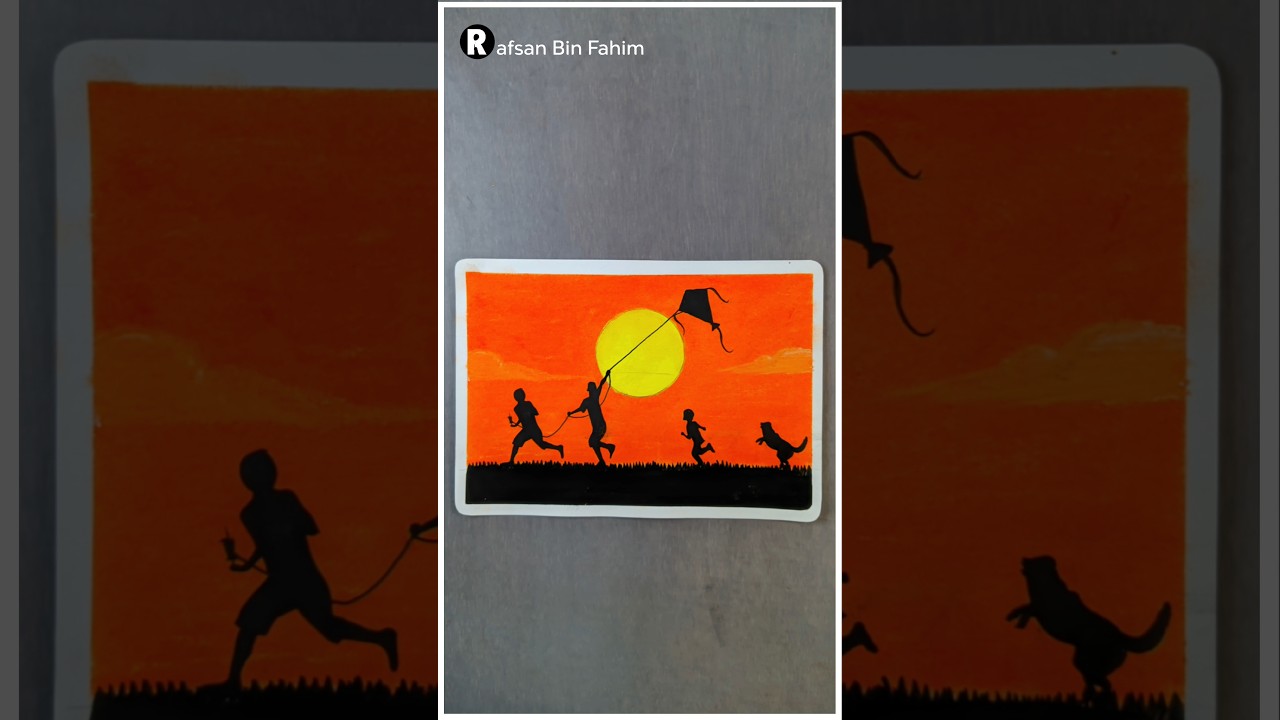 Childhood friends memories | oil pastel | Easy drawing tutorial #shorts #drawing #rafsanbinfahim