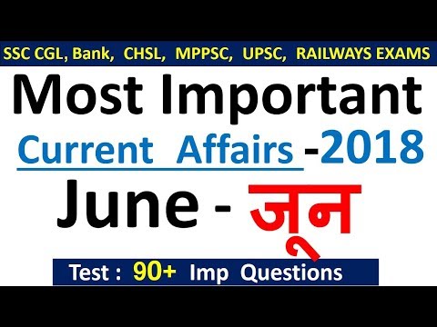 Current affairs : June 2018 | Important current affairs 2018 |  latest current affairs Quiz
