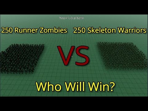 250 Runner Zombies vs 250 Skeleton Warriors || Ultimate Epic Battle Simulator
