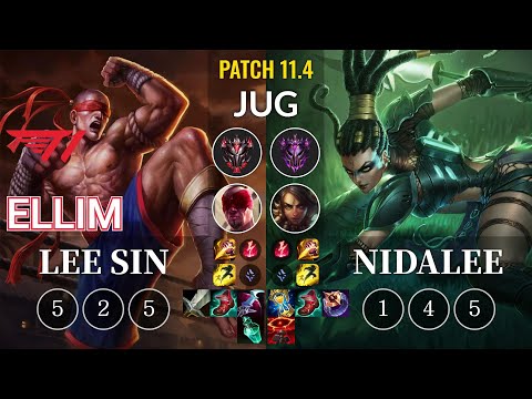 T1 Ellim Lee Sin vs Nidalee Jungle - KR Patch 11.4
