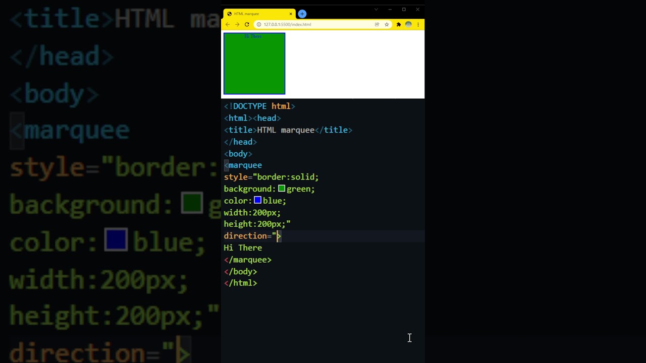 HTML marquee tag (scrolling text)