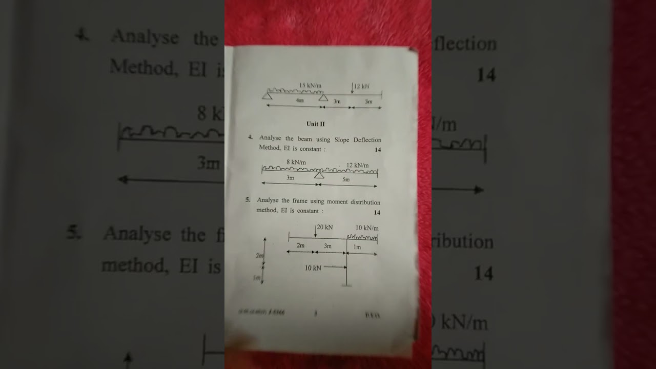 Question paper B tech civil engg 4th semester (structure analysis 2)