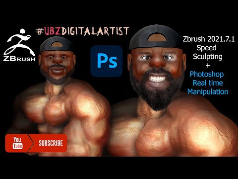 Stylized #bodybuilder from #zbrush 2021.7.1 speed sculpting to #photoshop manipulation