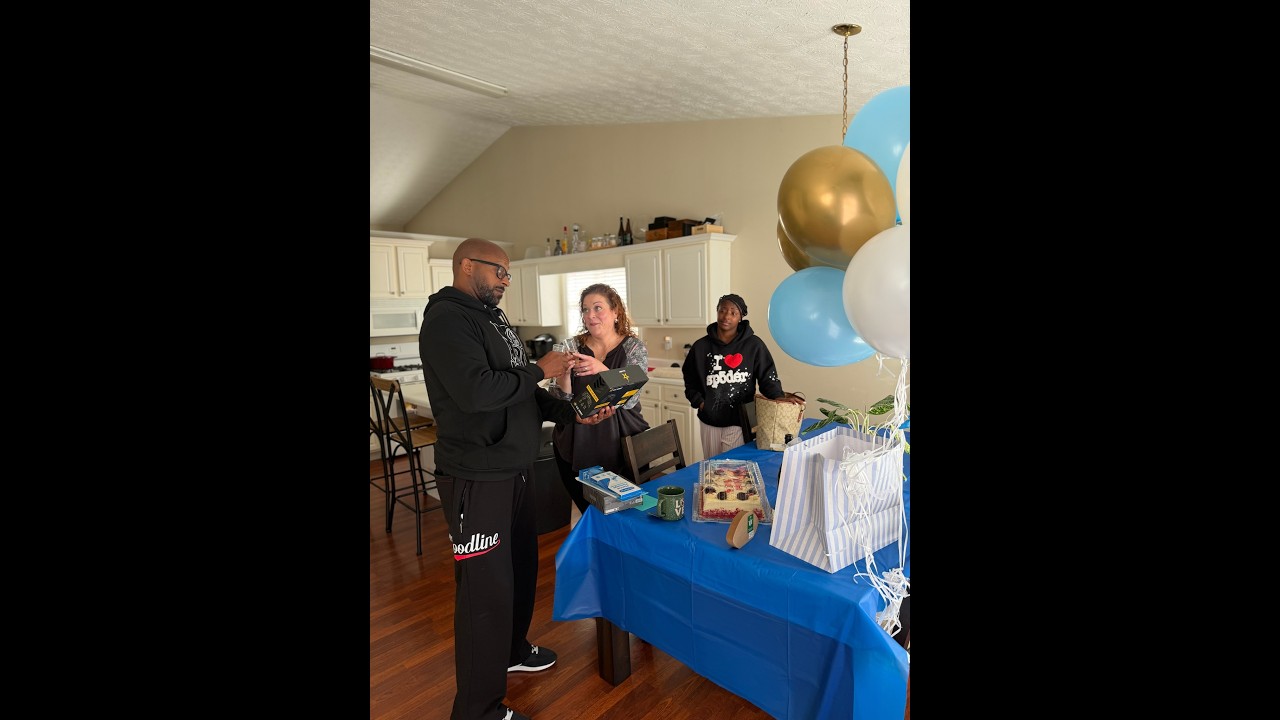 Larry walks in to the surprise that Bethany got for him.. Thanks to Charlotte