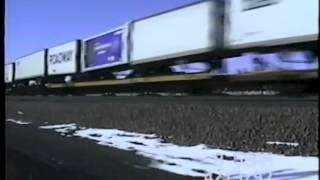 preview picture of video 'UP - Westbound Vans at Laramie - 04/13/1997'