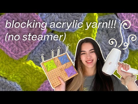 how to block acrylic yarn (without a steamer!) | beginner-friendly tutorial 🧶✨