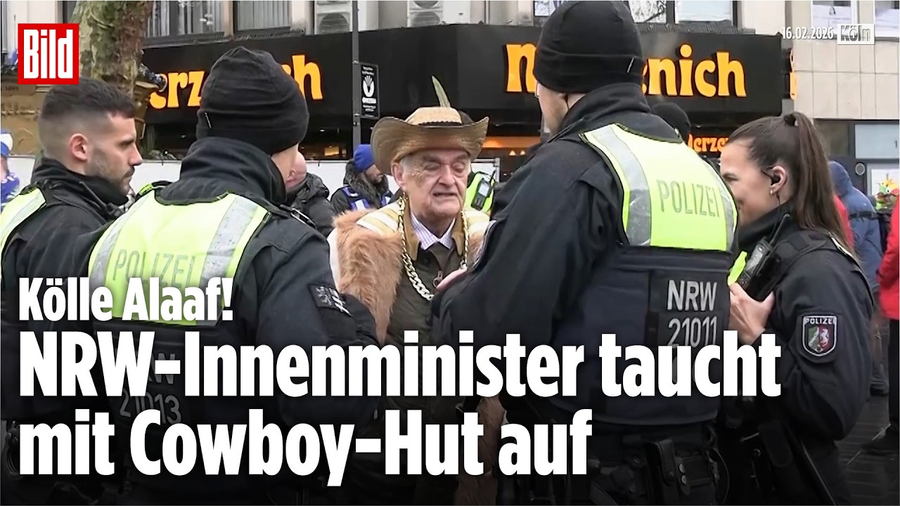 Rosenmontag in Köln: NRW-Innenminister taucht mit Cowboy-Hut auf