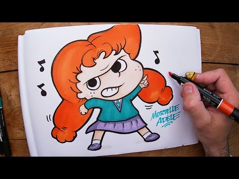 Comment dessiner et colorier Mortelle Adèle - dessin facile et rapide