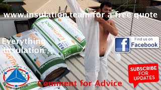 Protective clothing like this is required if you install fibre glass batts and a proper asbestos sil