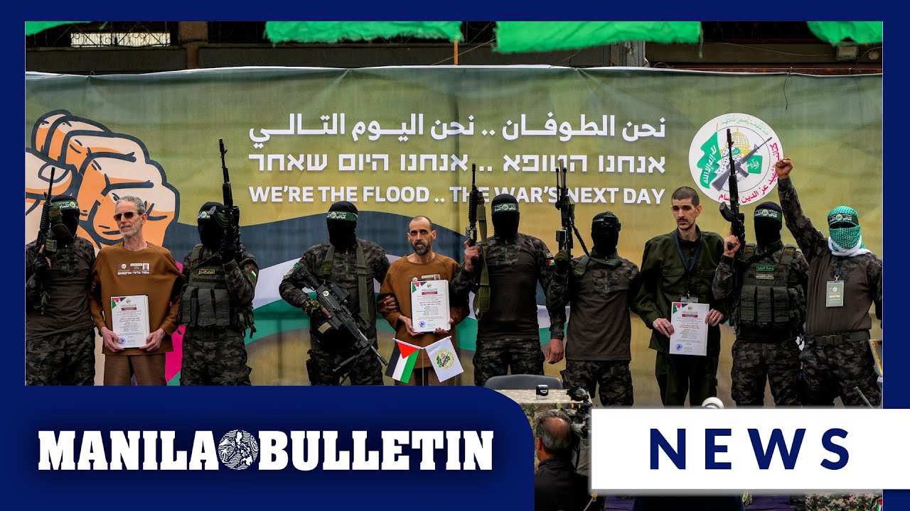 Drone footage shows moment three Israeli hostages released in Gaza