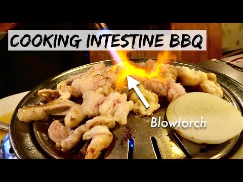 Cozinhar e comer delicioso churrasco coreano de intestino [refeição de 3 pratos Gopchang BBQ]